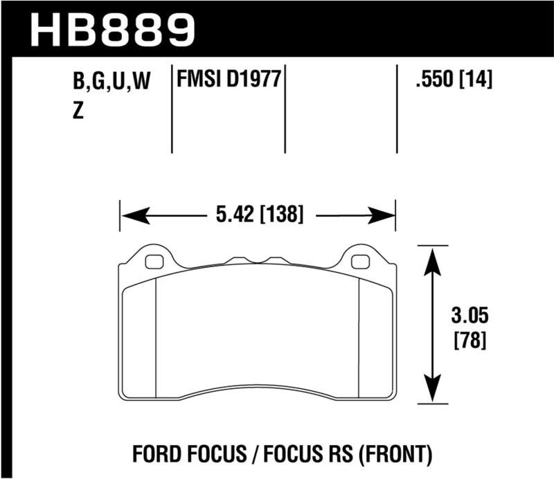 Ford Focus Brake Pads - Front - Hawk Performance - HPS 5.0 - 2017
